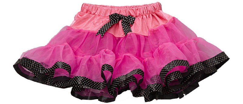 Hot Pink Tutu With Black/White Dot Trim