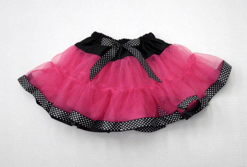 Hot Pink Tutu With Black/White Dot Trim