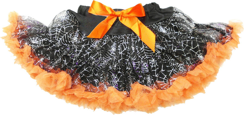 Black Spider Web Tutu With Orange Trim