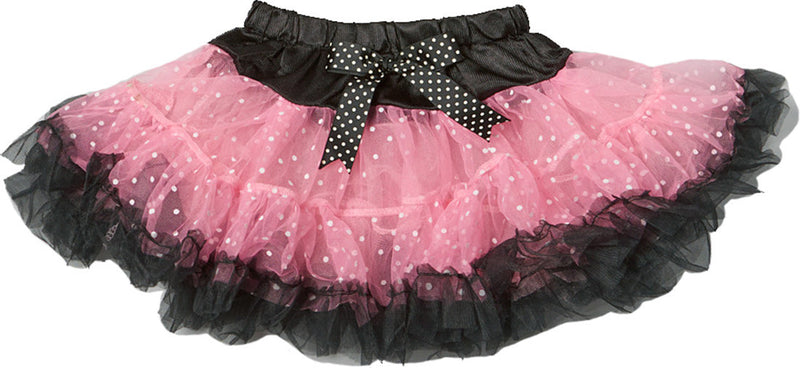 Pink/White Dot Tutu With Black Trim