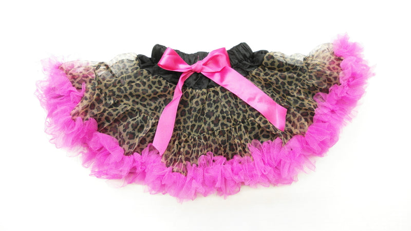Leopard Printed Tutu With Hot Pink Trim