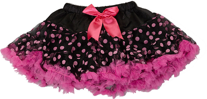 Black/Pink Dot Tutu With Hot Pink Trim