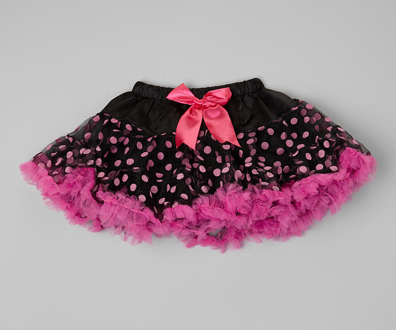 Black/Pink Dot Tutu With Hot Pink Trim