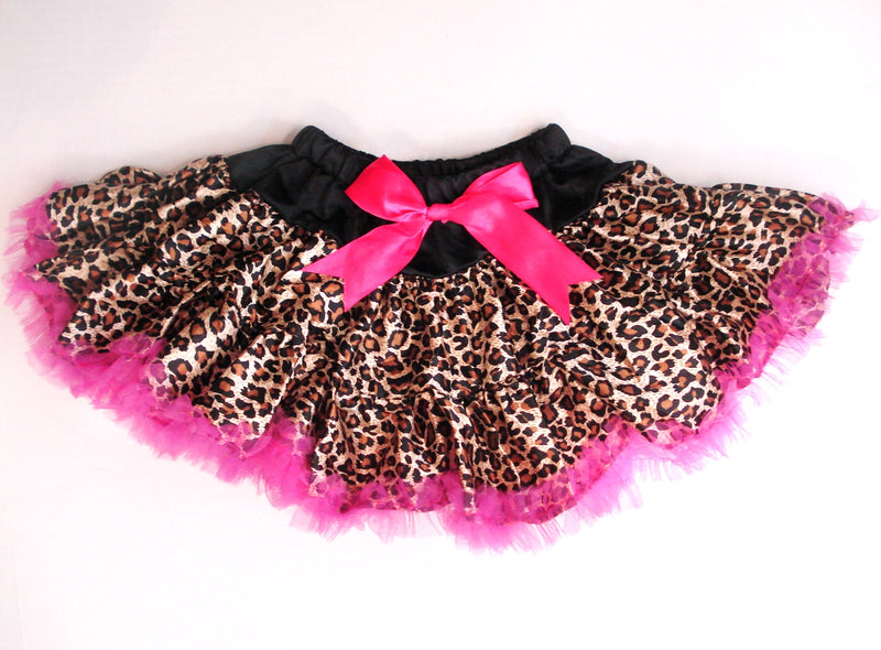 Leopard Satin Tutu With Hot Pink Trim