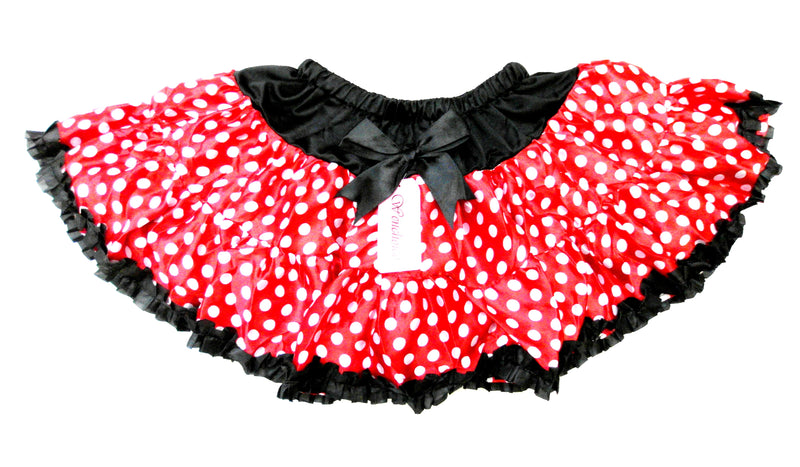 Red/White Dot Satin Tutu With Black Trim