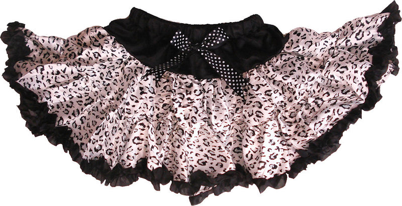 Black Cheetah Satin Tutu With Black Trim