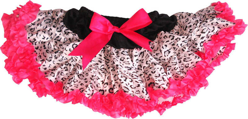 Black Cheetah Satin Tutu With Hot Pink Trim