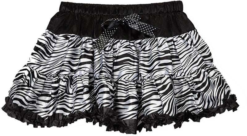 Zebra Satin Tutu With Black Trim