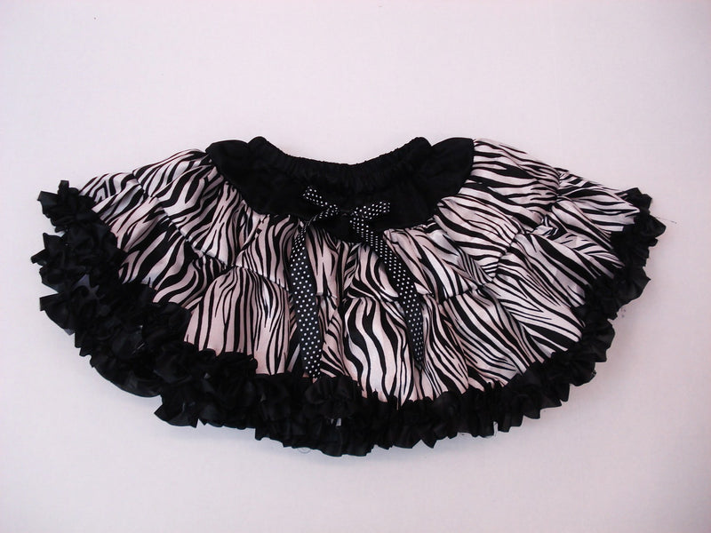 Zebra Satin Tutu With Black Trim