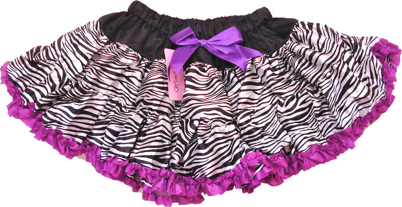 Zebra Satin Tutu With Purple Trim