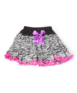 Zebra Satin Tutu With Purple Trim