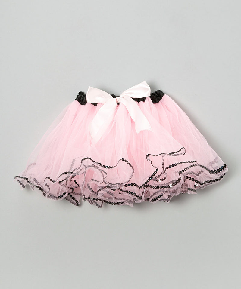 Light Pink Tutu With Black Sequin Trim