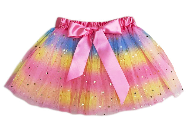 Rainbow Shiny Star Tulle Tutu Skirt