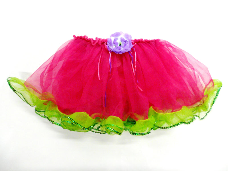 Hot Pink Tutu With Green Sequin Trim