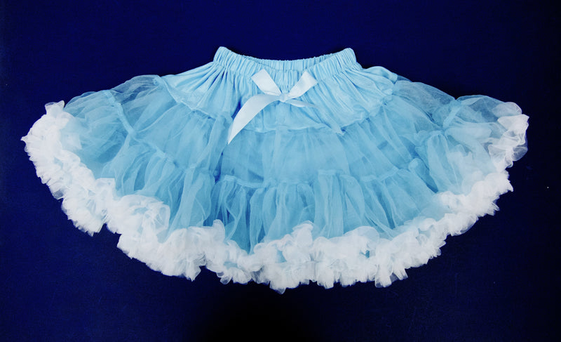 Baby Blue With White Trim Petti Skirt