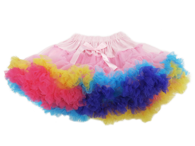 Pink Rainbow Trim Chiffon Tutu Skirt