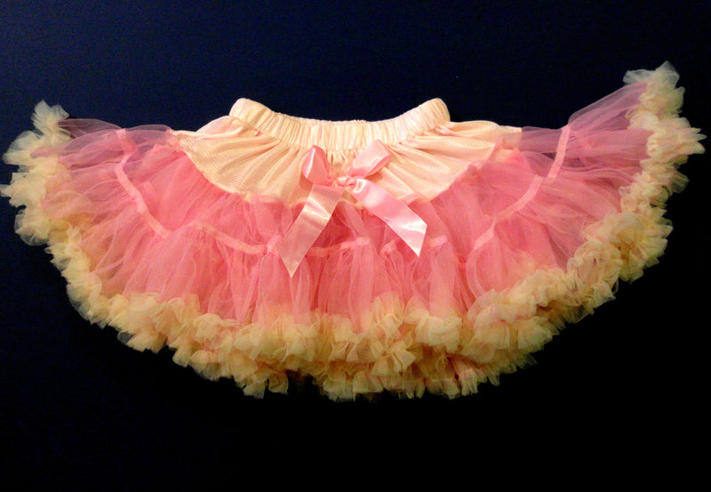 Pink Chiffon Petti Skirt With Cream Trim