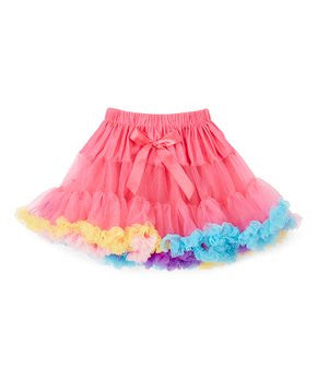 Hot Pink Rainbow Trim Chiffon Tutu Skirt