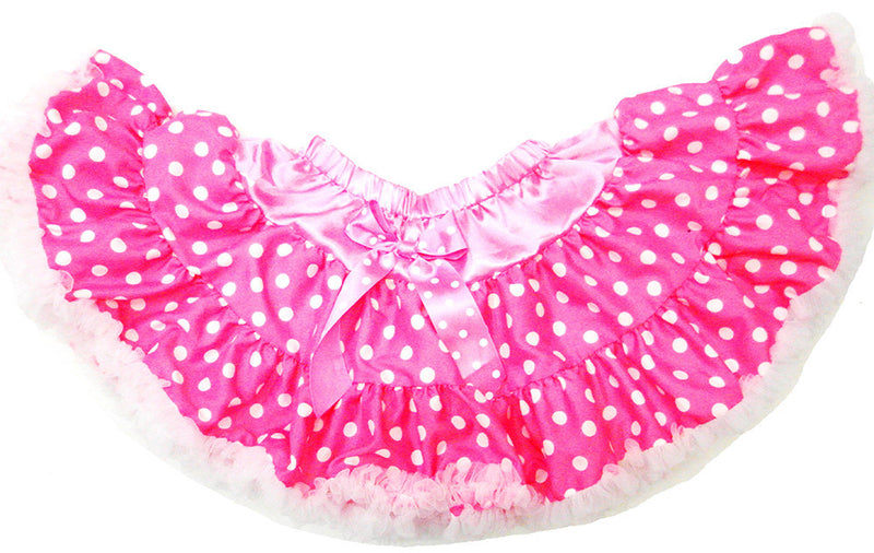 Hot Pink/White Dot Chiffon Tutu With White Trim