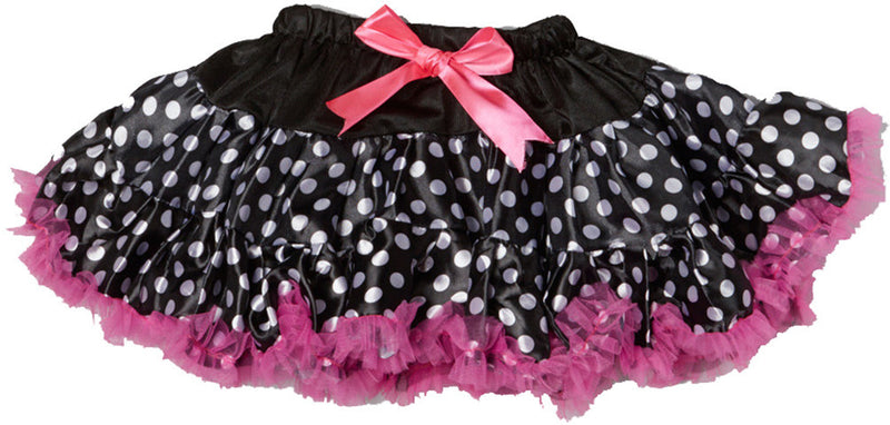 Black White Dot Tutu With Hot Pink Trim