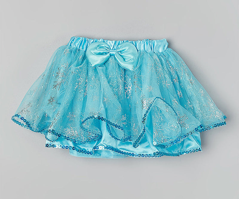 Baby Blue Silver Snowflake Tutu With Sequin Trim