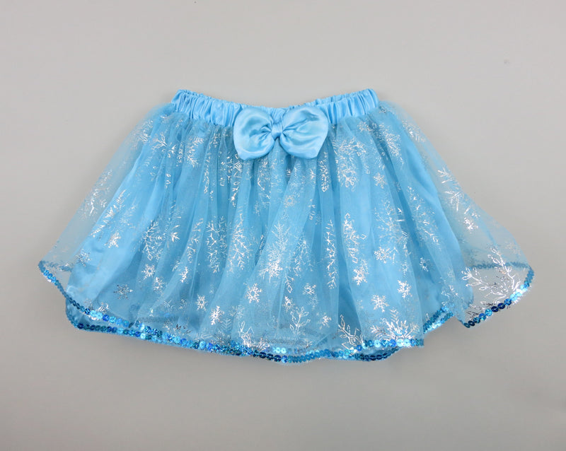 Baby Blue Silver Snowflake Tutu With Sequin Trim