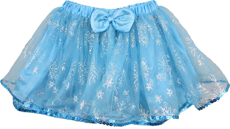 Baby Blue Silver Snowflake Tutu With Sequin Trim