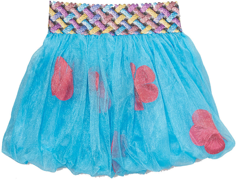 Blue Bubble Skirt With Hot Pink Petal