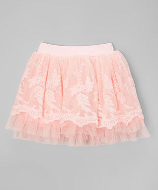 Coral Pink Lace Tutu Skirt Cotton Underneath