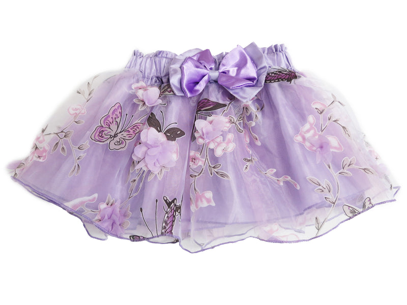 Purple 3-D Flower-Butterfly Tutu Skirt
