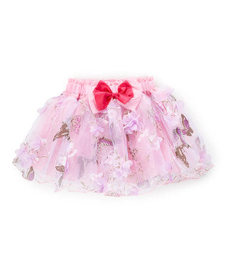 Pink 3-D Flower-Butterfly Tutu Skirt