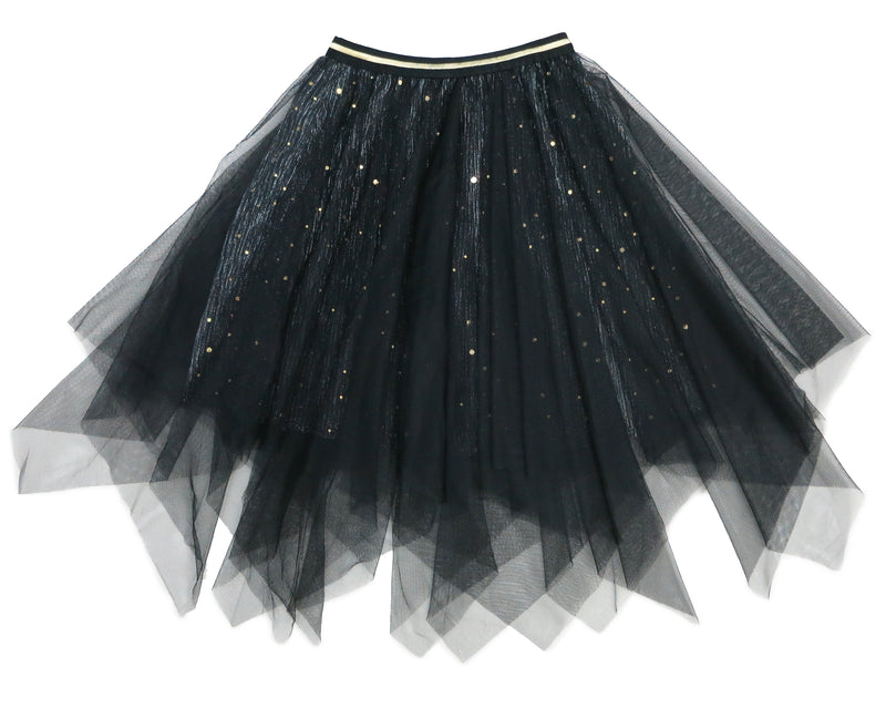 Black Glitter Uneven Cut Tutu Skirt