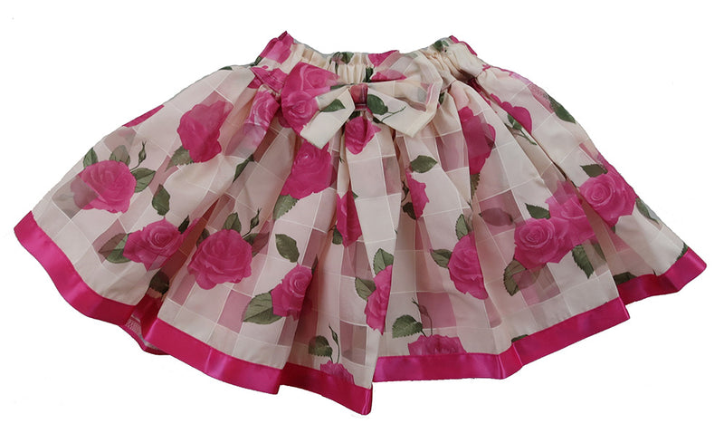 Hot Pink Ribbon Rose Chiffon Tutu Skirt