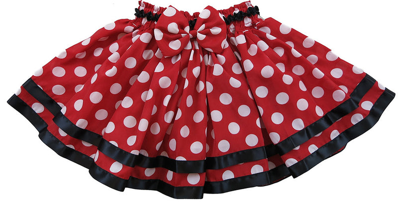 Black Ribbon Red Polka Dot Chiffon Tutu Skirt