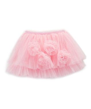 Baby Pink 4-Flower Trim Layers Tutu Skirt