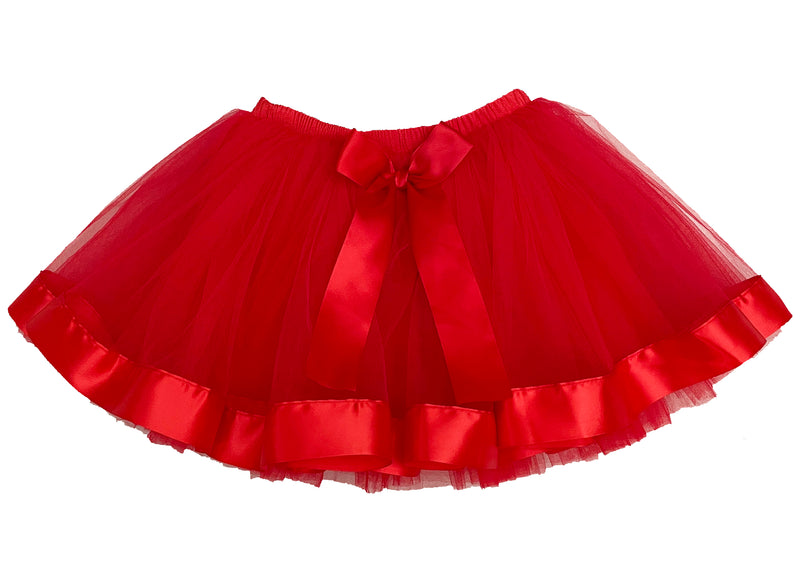 Red Wide Ribbon Tutu Skirt