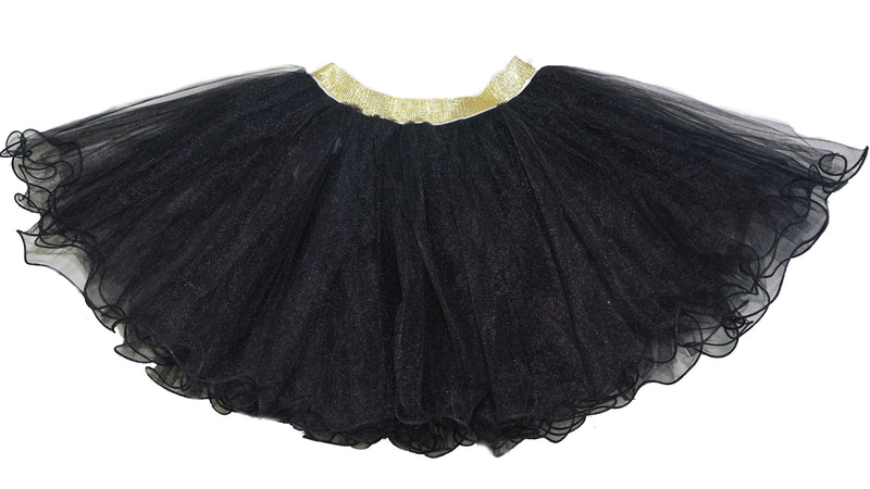 Gold Elastic Black Tutu Skirt