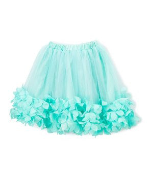 Teal 3-D Floral Trim Tutu Skirt