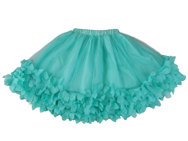 Teal 3-D Floral Trim Tutu Skirt