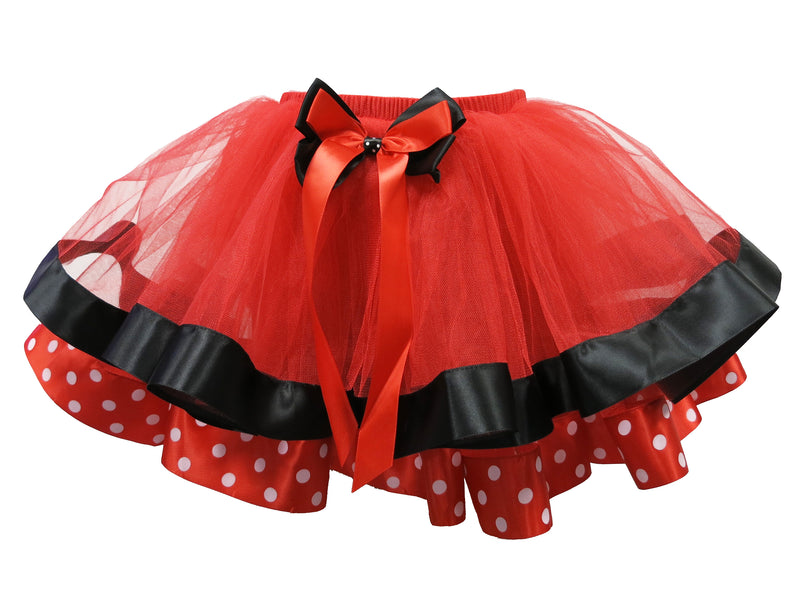 Red Black Minnie Polka dot  Ribbon Tutu Skirt