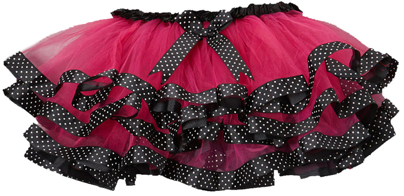 Hot Pink Tutu with Black/White Dot Trim