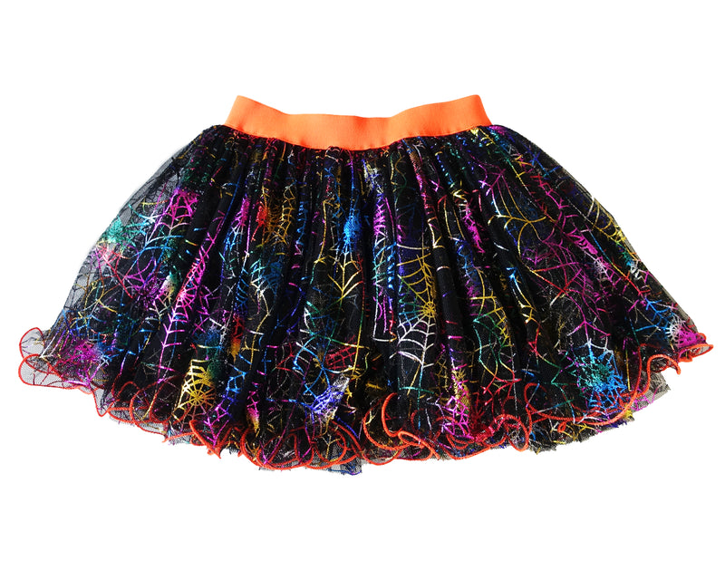 Rainbow Spiderweb Orange Trim Skirt
