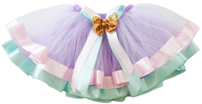 Unicorn Colors Gold Sequin Bow Tutu Skirt