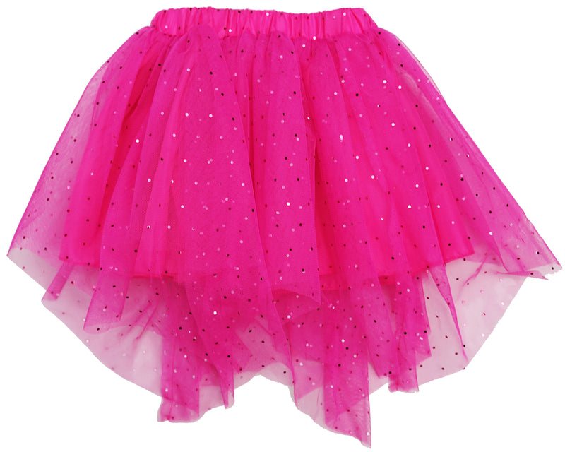 Hot Pink Glitter Uneven Tutu Skirt