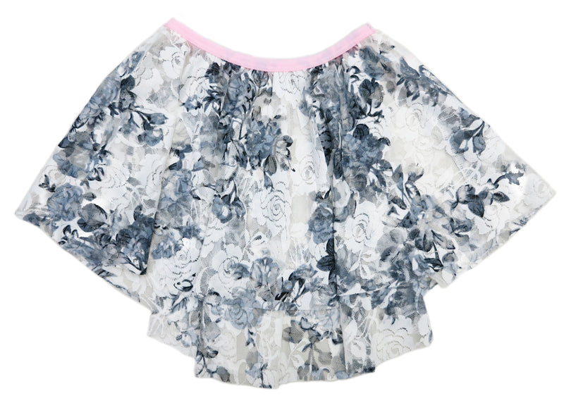 Black White Lace Floral Hi-Low Skirt