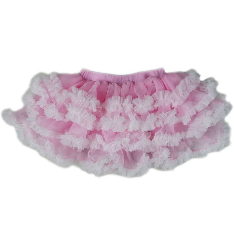 Baby Pink White Ruffle Trim Tutu Skirt