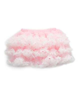 Baby Pink White Ruffle Trim Tutu Skirt