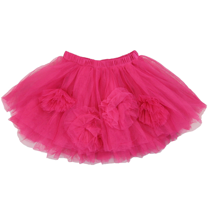 Hot Pink 4-Flower Trim Tutu Skirt