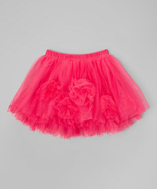 Hot Pink 4-Flower Trim Tutu Skirt