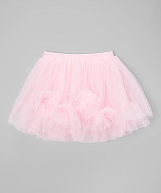 Baby Pink 4-Flower Trim Tutu Skirt